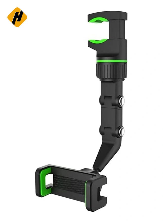 HuHa Rearview Mirror Phone Holder for Car Multifunctional Mount Phone and GPS Holder Universal Rotating Car Phone Holder, Can be Fixed and Adjusted Cell Phone Automobile Cradles (Green) - Image 1