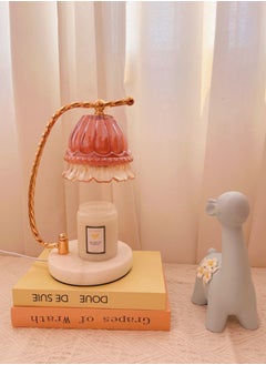 Onelight Coralline Camellia Shade Wax Lamp Candle Warmer Lamp with High Transparency Glass Stepless Dimming Rapid Melting Solid Wood Base Ideal for Home Decor and Aromatherapy, White Marble Base  - Image 4