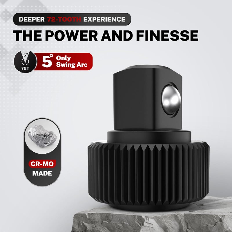 TOMMARS Ratchet Set 1/4" 3/8" 1/2" Drive Ratchet Socket Wrench Kit 72-Tooth Quick-Release Reversible, Cr-V Alloy Steel - Image 5
