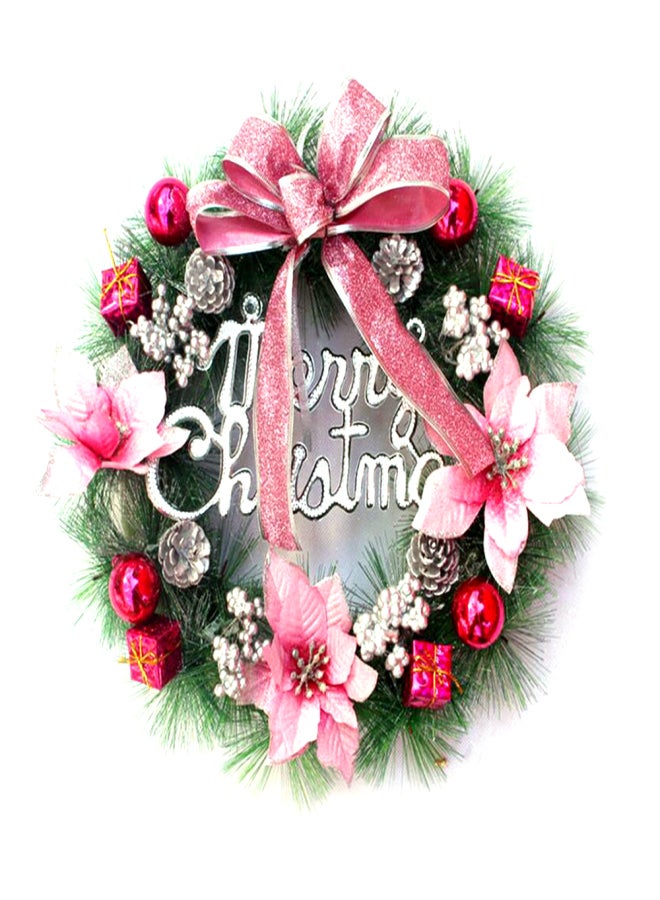 Christmas Wreath with Led String Light Garland Merry Christmas Front Door Wreath Artificial Plants Flower Wall Window Hanging Ornament - Image 1