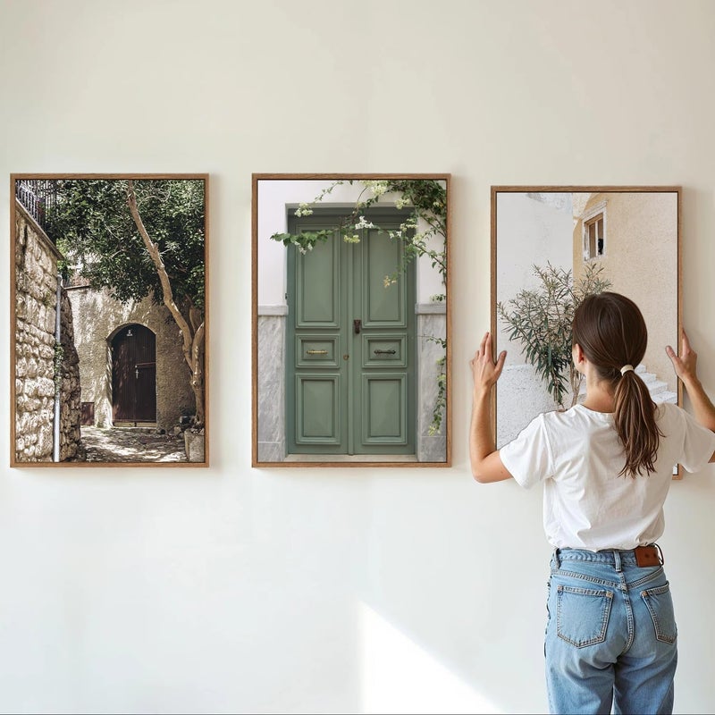 EMODA مجموعة لوحات جدارية قماشية مكونة من 3 قطع بإطار خارجي، مقاس كل منها 30 × 40 سم، مطبوعات قماشية مؤطرة فاخرة لغرفة المعيشة وغرفة النوم والمكتب وديكور المنزل، مجموعة فنية حديثة لتزيين الجدران - Image 2