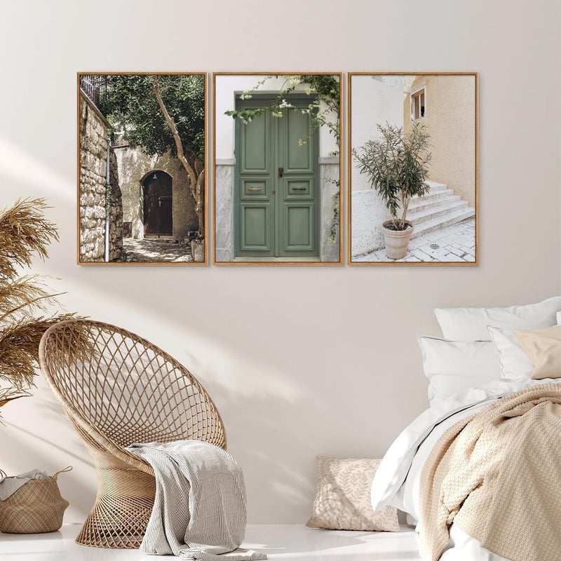 EMODA مجموعة لوحات جدارية قماشية مكونة من 3 قطع بإطار خارجي، مقاس كل منها 30 × 40 سم، مطبوعات قماشية مؤطرة فاخرة لغرفة المعيشة وغرفة النوم والمكتب وديكور المنزل، مجموعة فنية حديثة لتزيين الجدران - Image 4