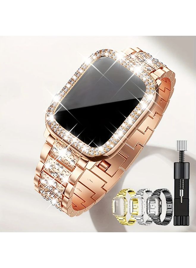 Black Rhinestone Strap And Bumper Case For Apple Watch 46mm - Image 2