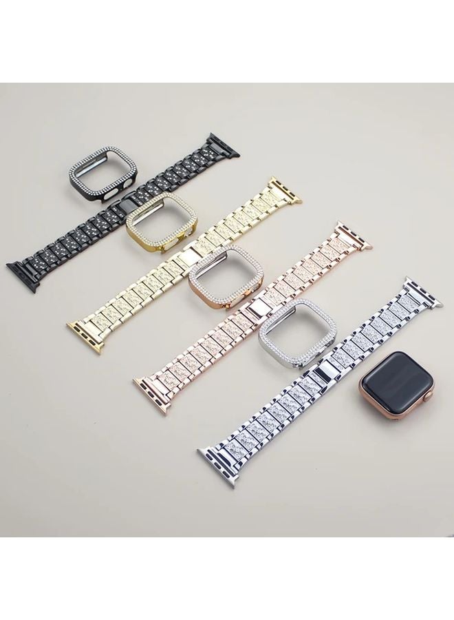 Black Rhinestone Strap And Bumper Case For Apple Watch 46mm - Image 4