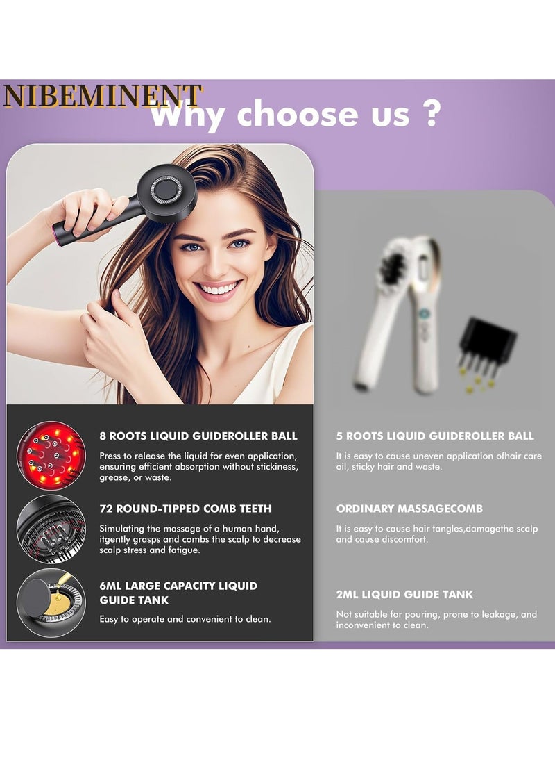 NIBEMINENT Scalp Massager Brush with Oil Applicator - Cordless Electric Hair Scalp Messenger, Shiatsu Head Massage, IPX7 Waterproof, Portable Deep Head Massager Comb For Hair Growth & Head Relaxation - Image 2