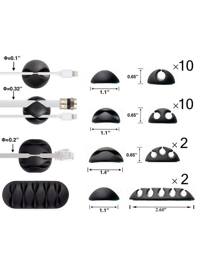 OHill OHill Desk Cable Management Cord Organizer, 24 Pack Black Self Adhesive Cord Holder Cable Clips, Ideal Cable Organizer Wire Keeper for Desk, Nightstand, Phone Charger, Computer, Home, Office, Car  - Image 1