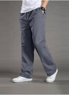 Moovant Men's Casual Pants, Thin Slacks Elastic Waist Relaxed Plus Cargo Pants, Plus Size Cotton Loose Straight Long Pants, Grey  - Image 2