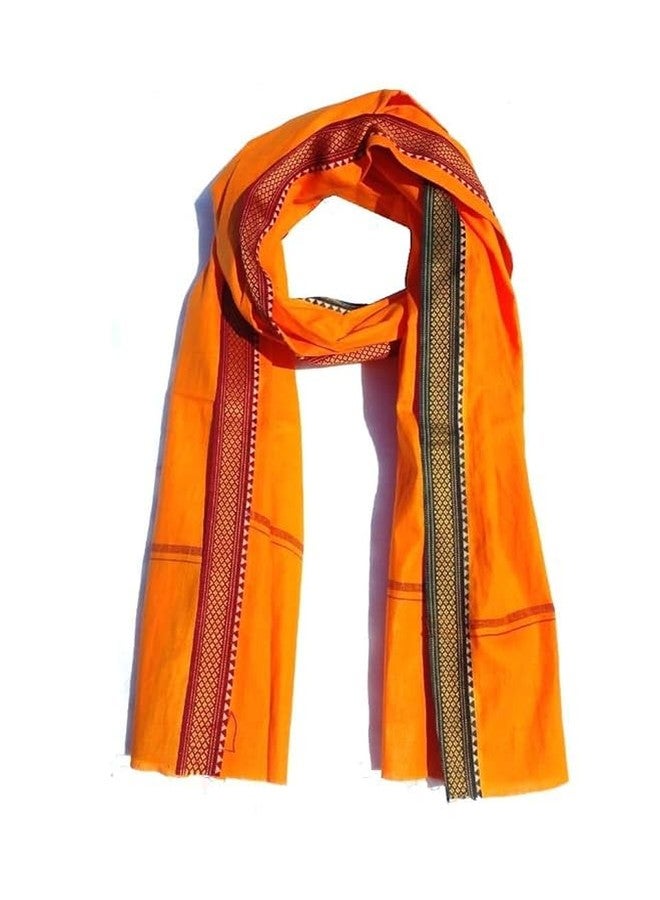 Awadh® Pure Cotton100% Saffron Gamcha Scarf For Male - 300 GSM Gomasa (Soft Towel Size - Full Size) Light Color Bhagwa Gamcha, UP Aguncha Orange- भगवा अगौचा, गमछा-2MTR - Image 1