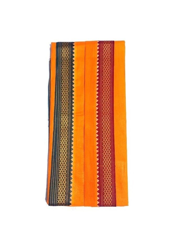 Awadh® Pure Cotton100% Saffron Gamcha Scarf For Male - 300 GSM Gomasa (Soft Towel Size - Full Size) Light Color Bhagwa Gamcha, UP Aguncha Orange- भगवा अगौचा, गमछा-2MTR - Image 3