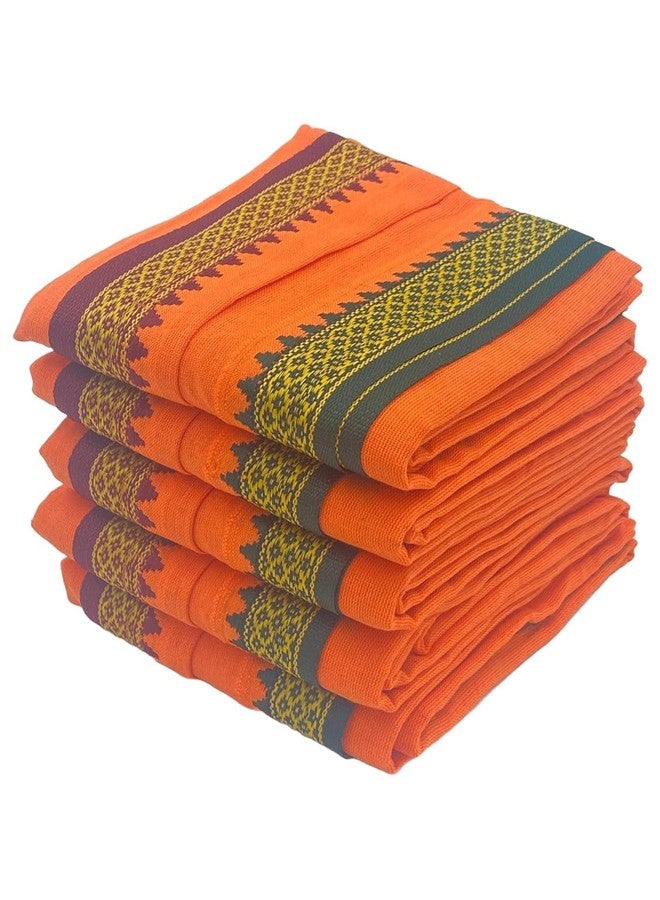 Awadh® Pure Cotton100% Saffron Gamcha Scarf For Male - 300 GSM Gomasa (Soft Towel Size - Full Size) Light Color Bhagwa Gamcha, UP Aguncha Orange- भगवा अगौचा, गमछा-2MTR - Image 4