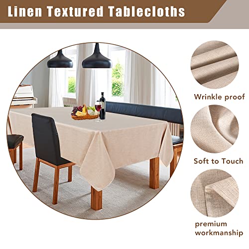 Fitable Faux Linen Tablecloth Rectangle 60 x 120 Inch - Rustic Fabric Table Cloth for 8 Foot Tables, Beige Faux Burlap Table Cover for Kitchen Dining, Party, Farmhouse - Image 3