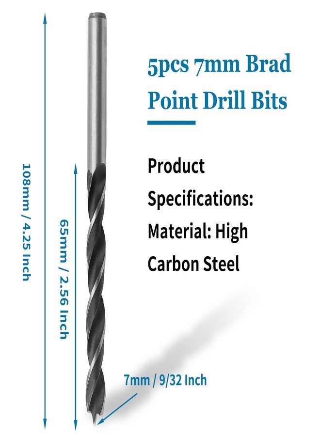 Bivethoi 5pcs 7mm Brad Point Drill Bits for Woodworking, High Carbon Steel Drilling Tool, Metric Drill Bits for Softwood Hardwood Plywood Acrylic Plastic - Image 5