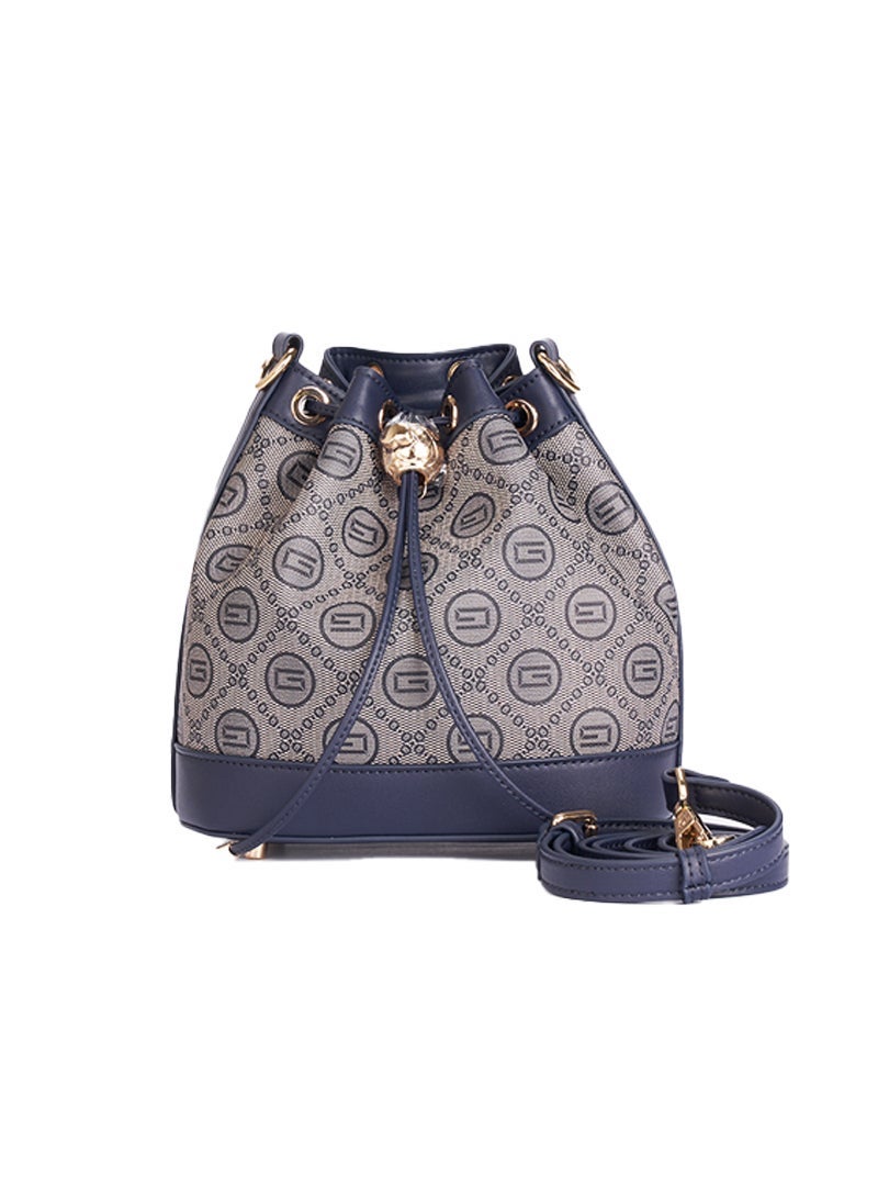 ETG Large-Capacity Fashionable Retro Printed Bucket Bag, Crossbody Portable Drawstring Tassel Bucket Bag - Image 1