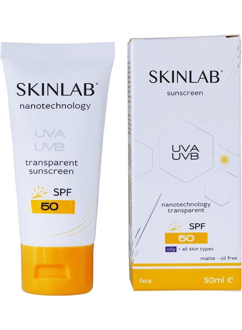 SKINLAB Sunscreen SPF 50 UVA/UVB Sun Protection Water Resistant & Transparent 50ml - Image 3