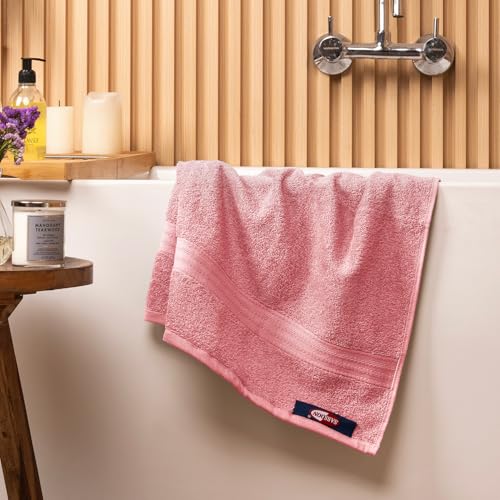 Sassoon Kama 100% Cotton Medium Bath Towel in 450 GSM- Pink - Image 1
