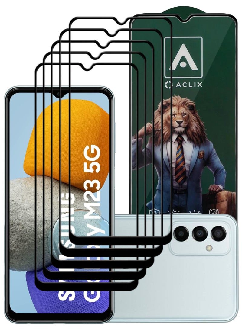 ACLIX 5 Pieces Antistatic ESD Dustproof Premium Quality High Definition Tempered Glass Screen Protector Designed For Samsung Galaxy M23 - Image 1