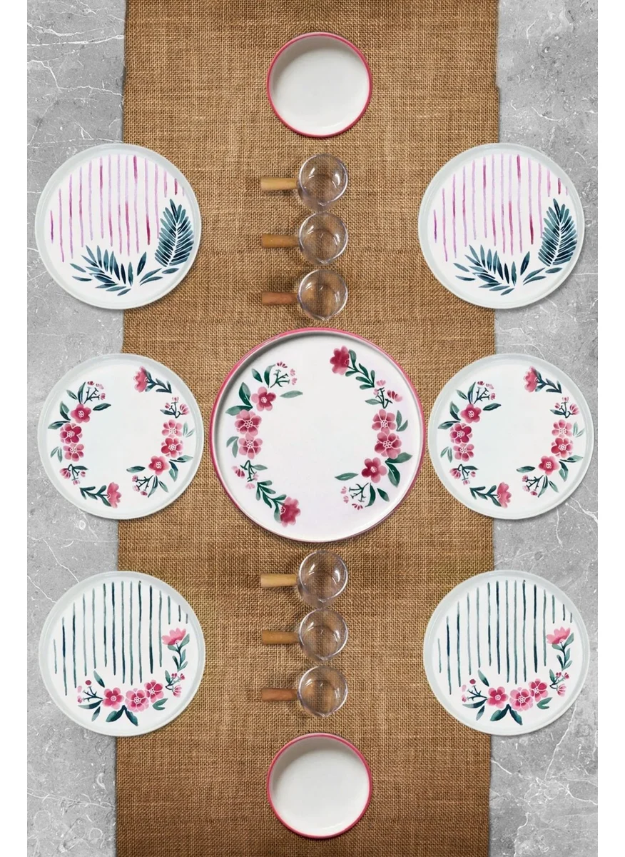 Kitchen Life 15 Piece 6 Person Sakura Stackable Breakfast Set - Sauce Bowl Flower Breakfast Presentation Set Plate