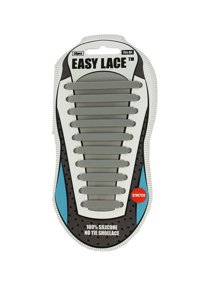 Easy Lace Silicone Shoelaces Flat Grey