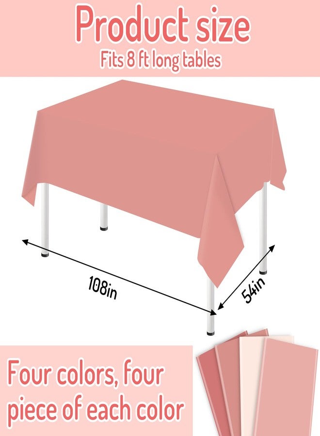 Whaline 16Pcs Pink Plastic Tablecloth 4 Pink Series Colors Rectangle Table Cover Waterproof Table Cloth for Birthday Wedding Parties Decorations Supplies, 54 x 108 Inch - Image 2
