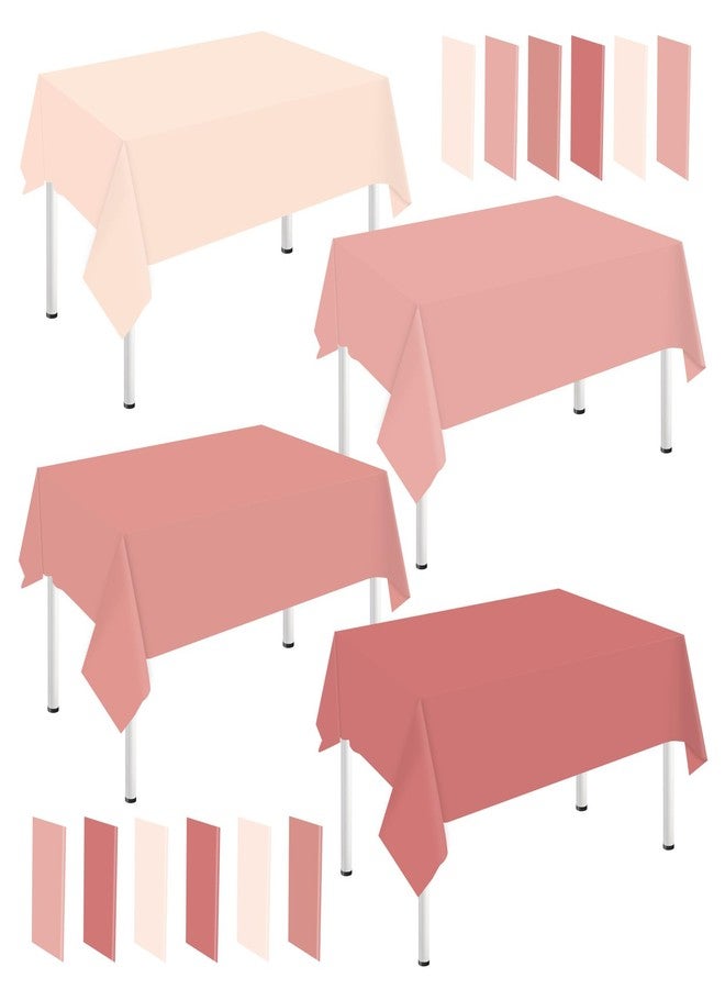 Whaline 16Pcs Pink Plastic Tablecloth 4 Pink Series Colors Rectangle Table Cover Waterproof Table Cloth for Birthday Wedding Parties Decorations Supplies, 54 x 108 Inch - Image 1