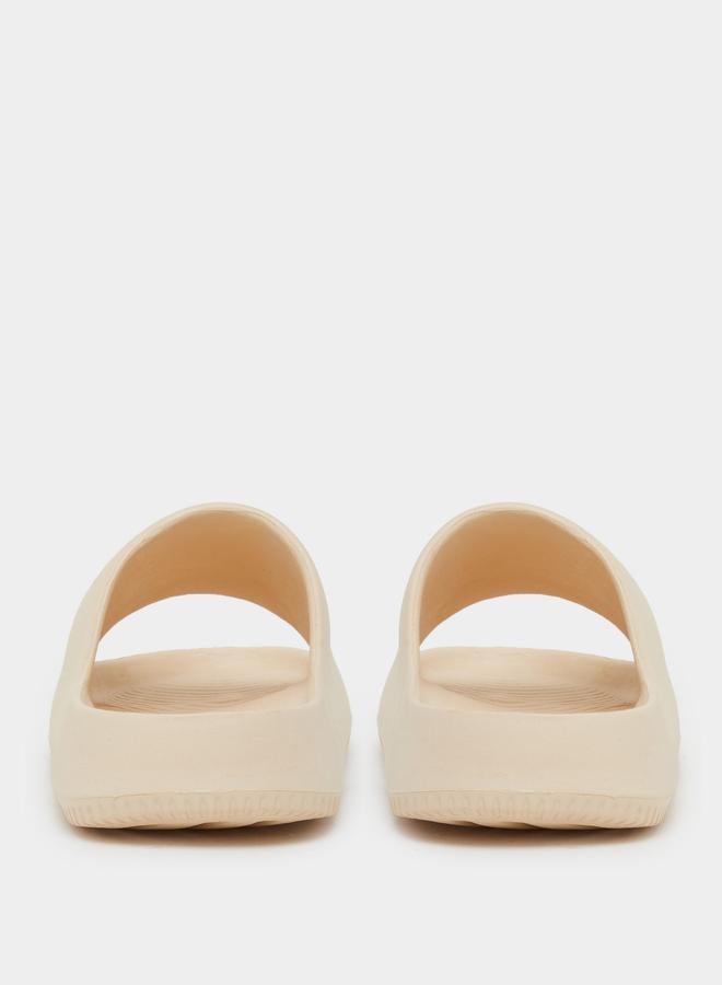 Styli Women Beige Plain Open Toe Slides - Image 4