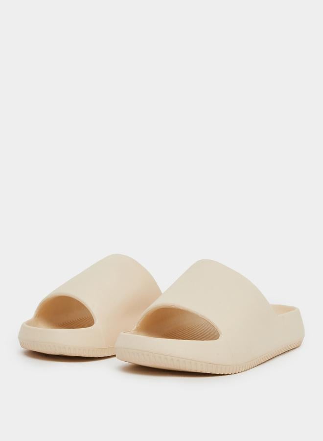 Styli Women Beige Plain Open Toe Slides - Image 2