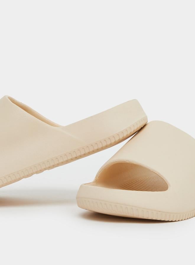 Styli Women Beige Plain Open Toe Slides - Image 3