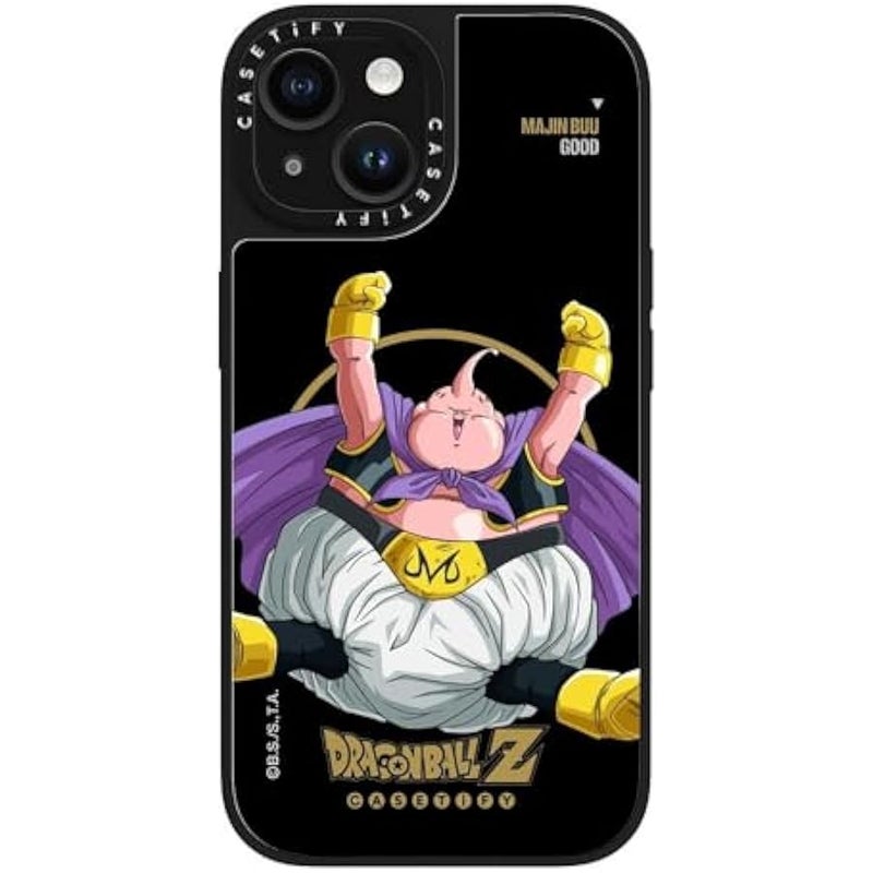 Casetify Mirror iPhone 15 Case 【Dragon Ball Colab/Reflective / 4.9ft Drop Protection/Magsafe】 - Majin Buu Good - Silver on Black - Image 5