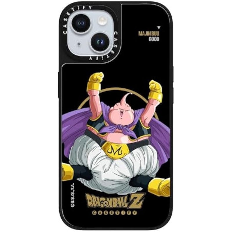 Casetify Mirror iPhone 15 Case 【Dragon Ball Colab/Reflective / 4.9ft Drop Protection/Magsafe】 - Majin Buu Good - Silver on Black - Image 4