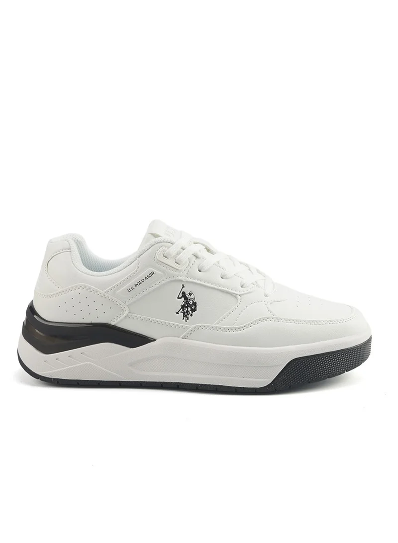 يو اس بولو اسن Men's White Low-Top Sneakers - Stylish Contrast Design for Sporty Everyday Looks