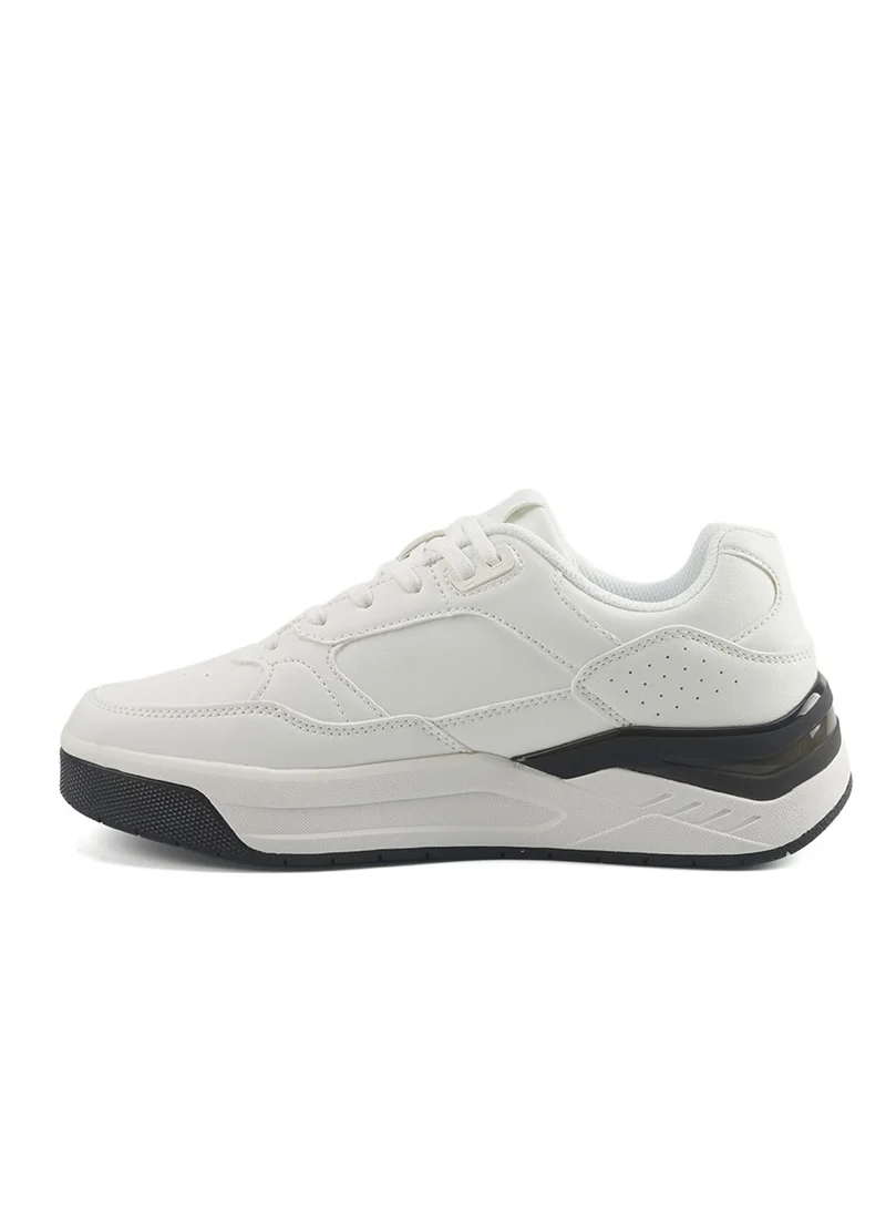 يو اس بولو اسن Men's White Low-Top Sneakers - Stylish Contrast Design for Sporty Everyday Looks