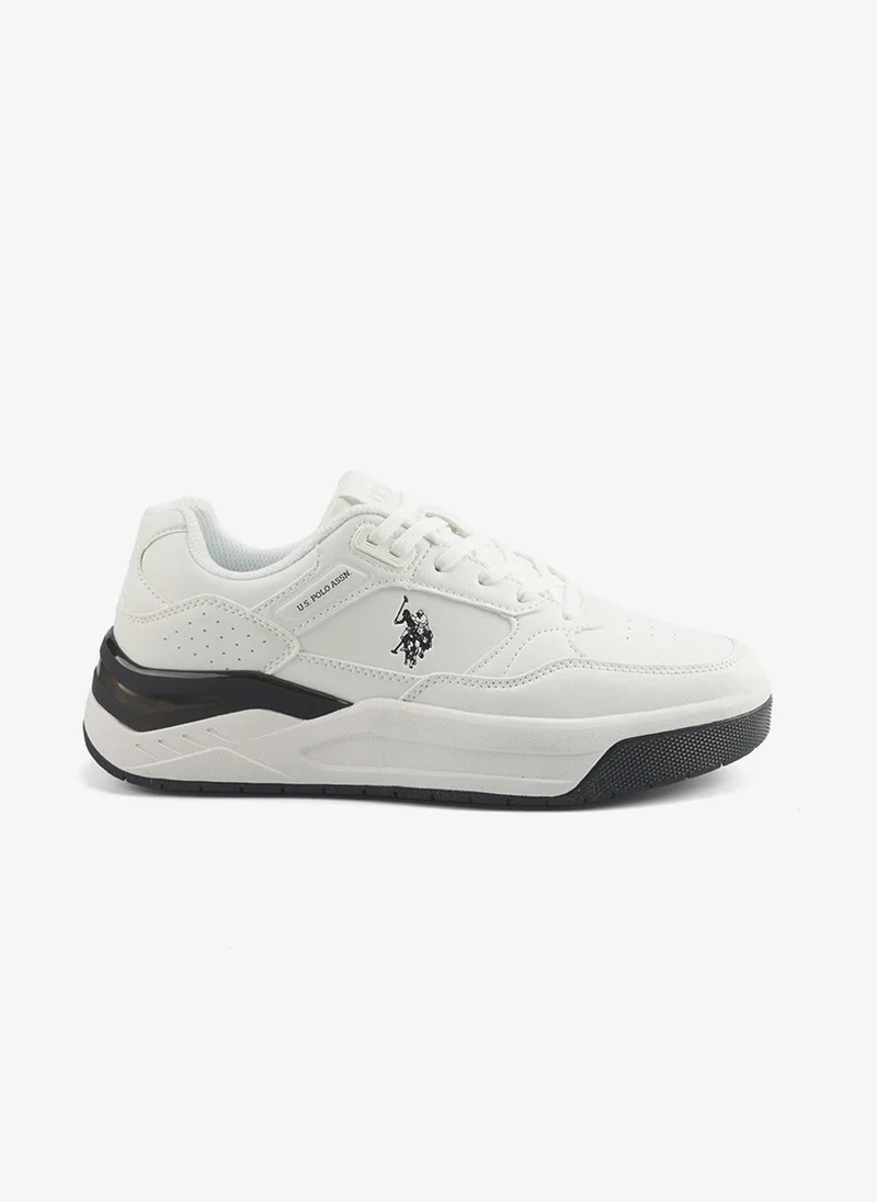 Men's White Low-Top Sneakers - Stylish Contrast Design Shoes for Sporty Everyday Looks