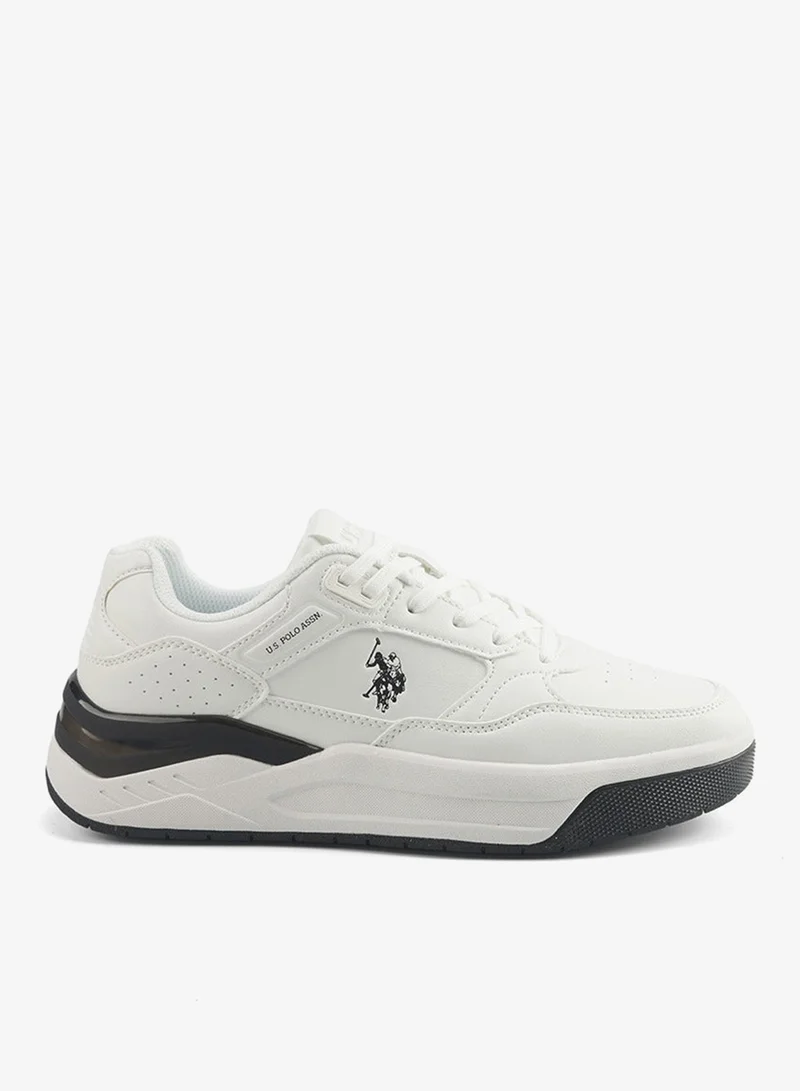 U.S. Polo Assn. Men's White Low-Top Sneakers - Stylish Contrast Design Shoes for Sporty Everyday Looks