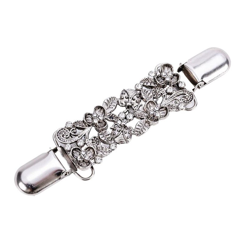 Shawl clip, European and American retro style sweater clip, women's rhinestone scarf clip, anti-exposure brooch, collar scarf clip, alloy accessory - Image 1
