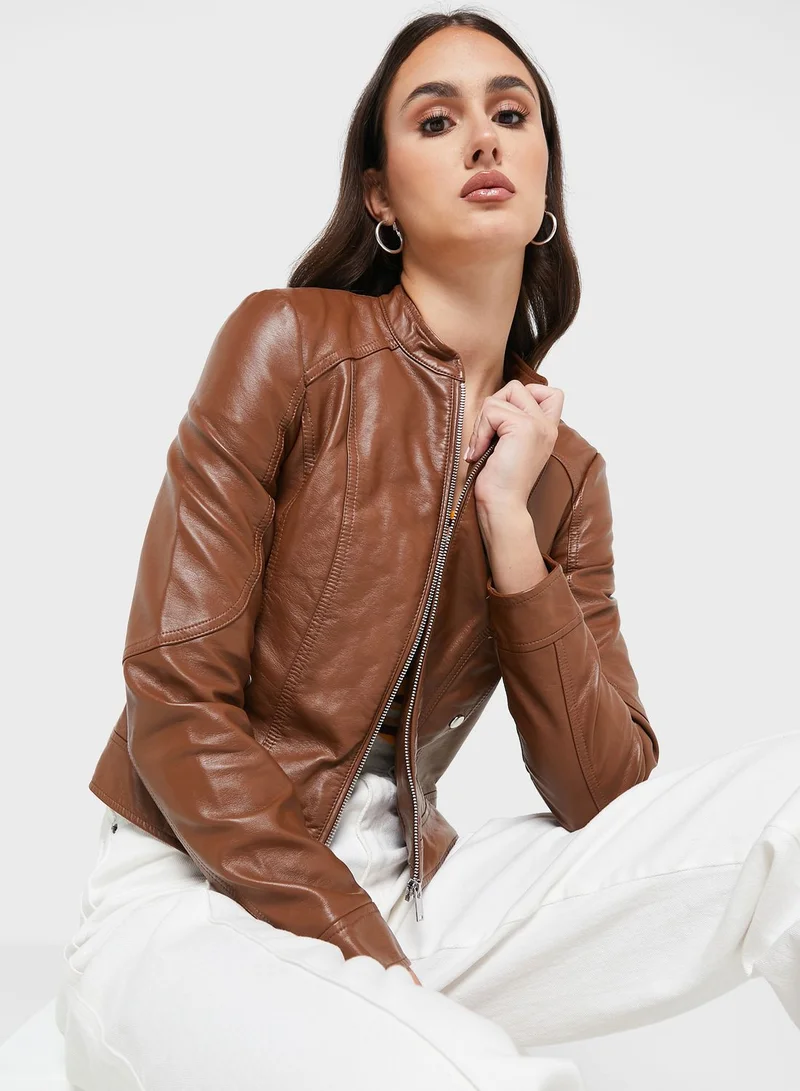 VERO MODA Zip Through Pu Jacket