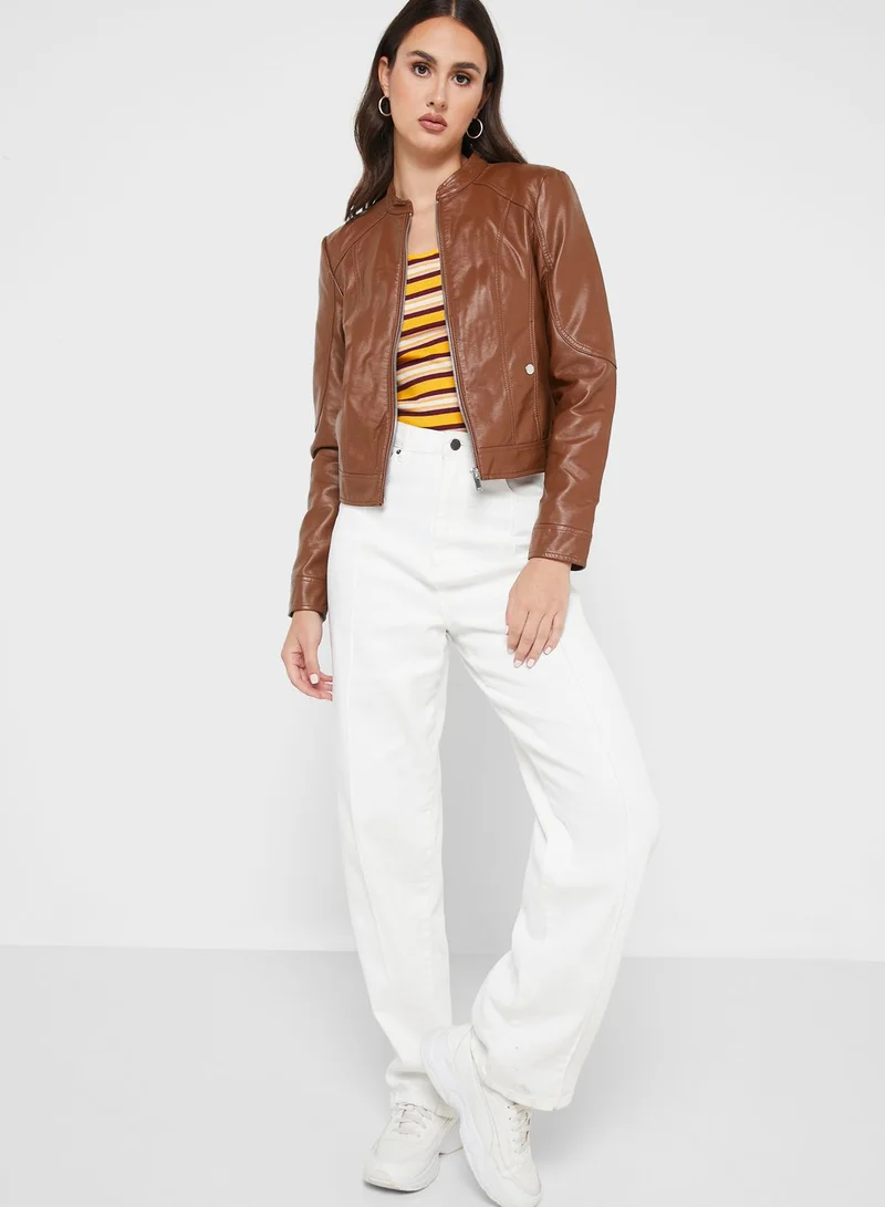 VERO MODA Zip Through Pu Jacket