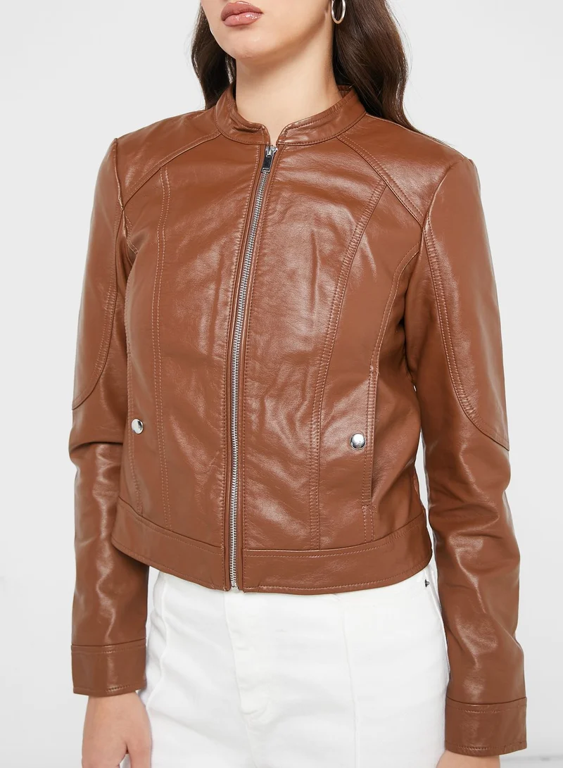 VERO MODA Zip Through Pu Jacket