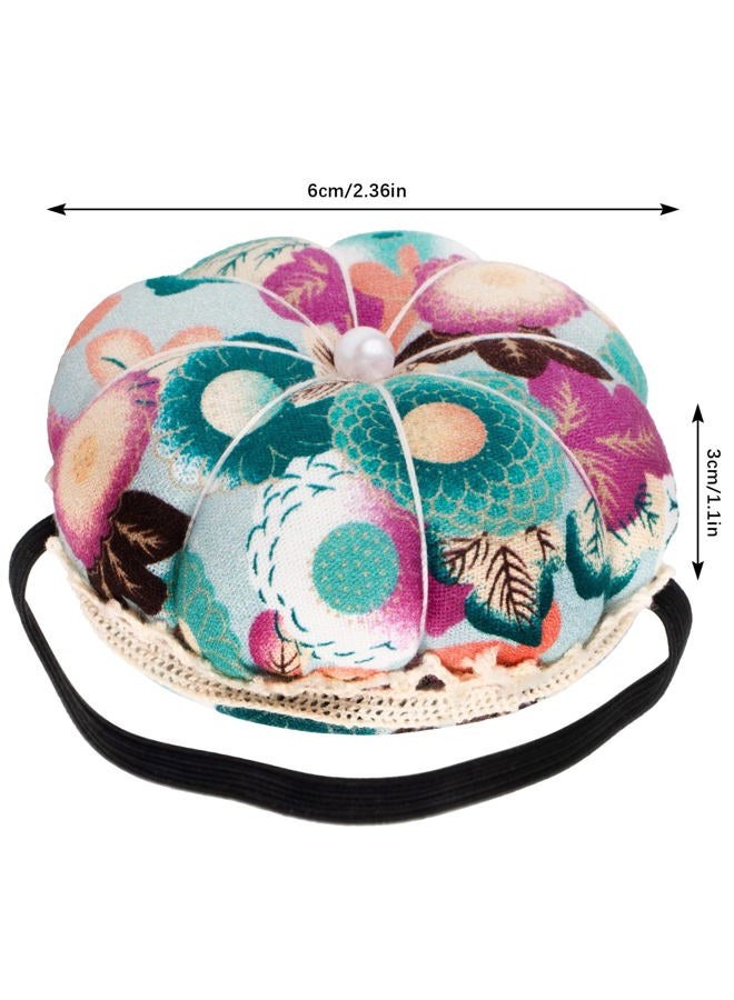 Rolybag Pin Cushions Wrist Pins Cushions with Elastic Strap Wristband Cute Pumpkin Needle Cushion for Sewing Wearable Needle Pincushions for Needlework or DIY Crafts (Green Print) - Image 5
