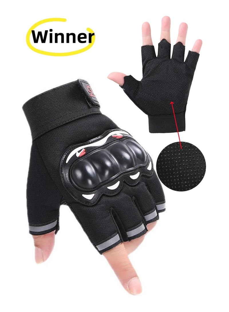 Winner Outdoor Cycling Equipment Hard Knuckle Fingerless Motorcycle and Workout Gloves for Men and Women - Ideal for Cycling, Biking, Weightlifting, Running, Hiking and Outdoor Sports - Image 1