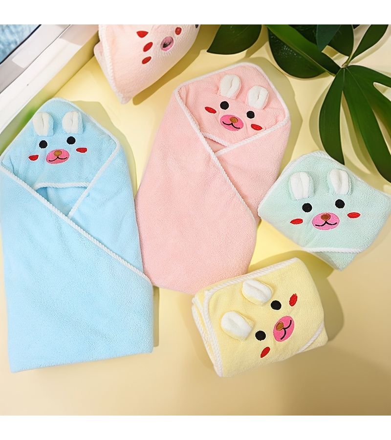 Green Rabbit Baby Bathrobe Soft Absorbent Towel Wear for Warmth - Image 3