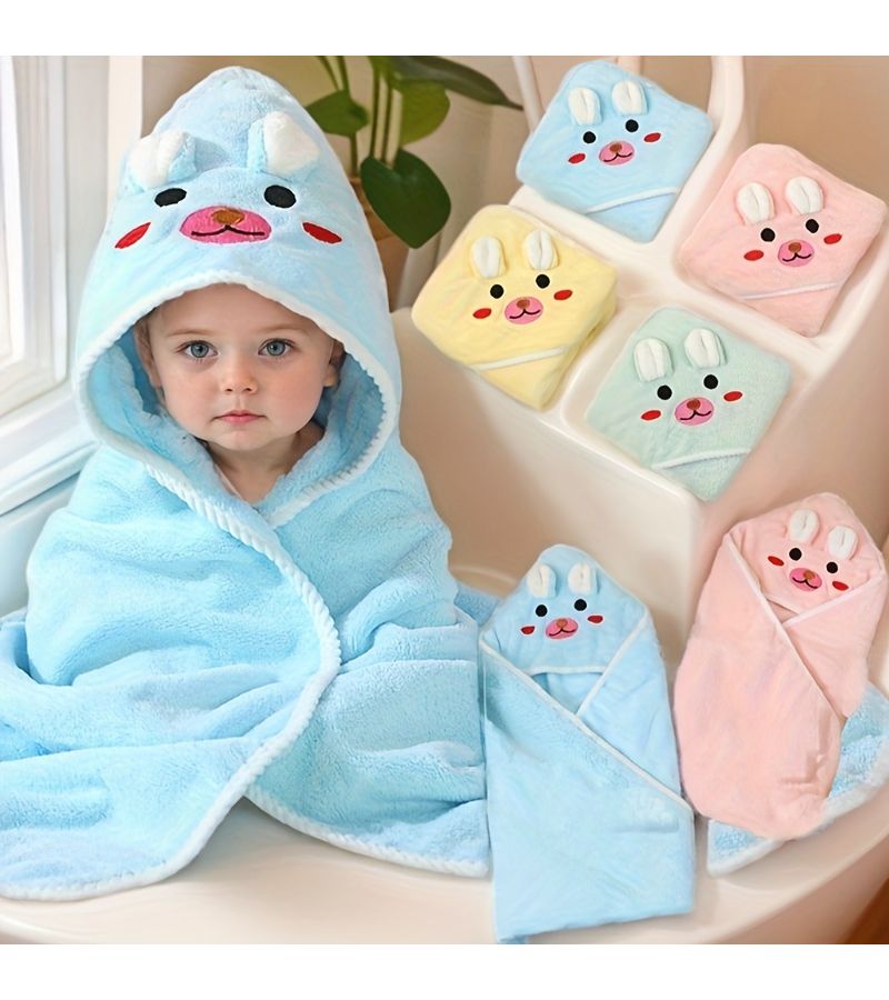 Green Rabbit Baby Bathrobe Soft Absorbent Towel Wear for Warmth - Image 1
