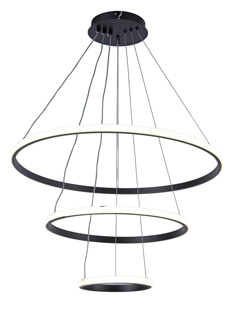 6911 Modern LED Black Ceiling Chandelier With Remote Control Three Ring Adjustable - 3 Lighting Modes LED Pendant Light Chandelier - Image 5