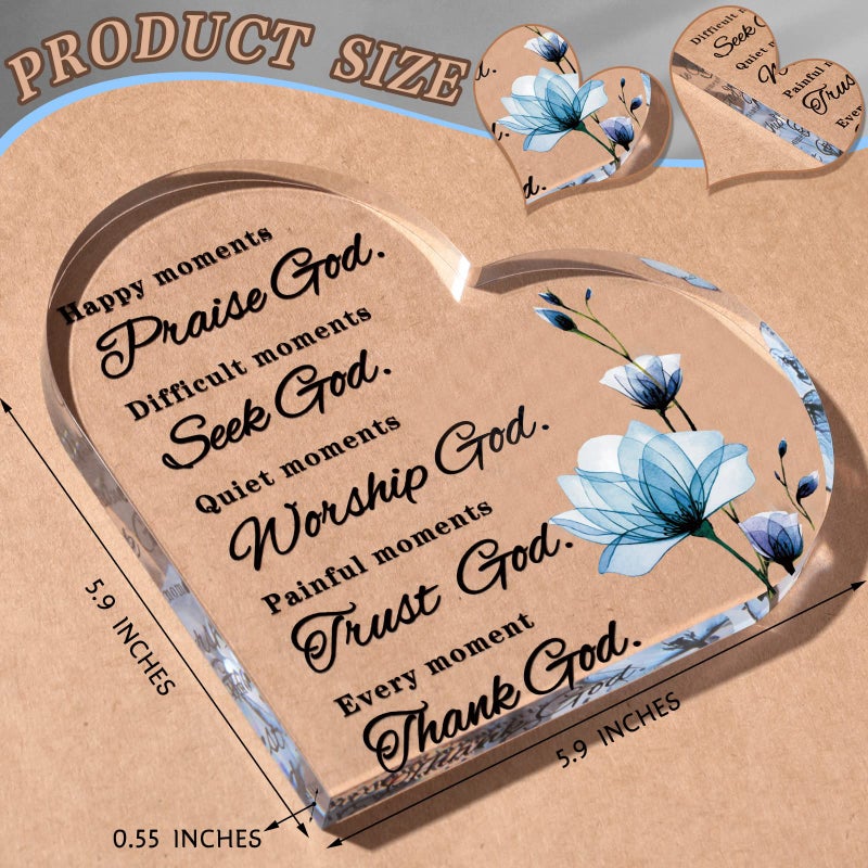 Yulejo Christian Bible Verses Decor Christian Gift for Woman Prayers Religious Gift Inspirational Gift Scripture Decorative Signs Motivational Gift Plaques Table Decor (Blue Flower) - Image 2