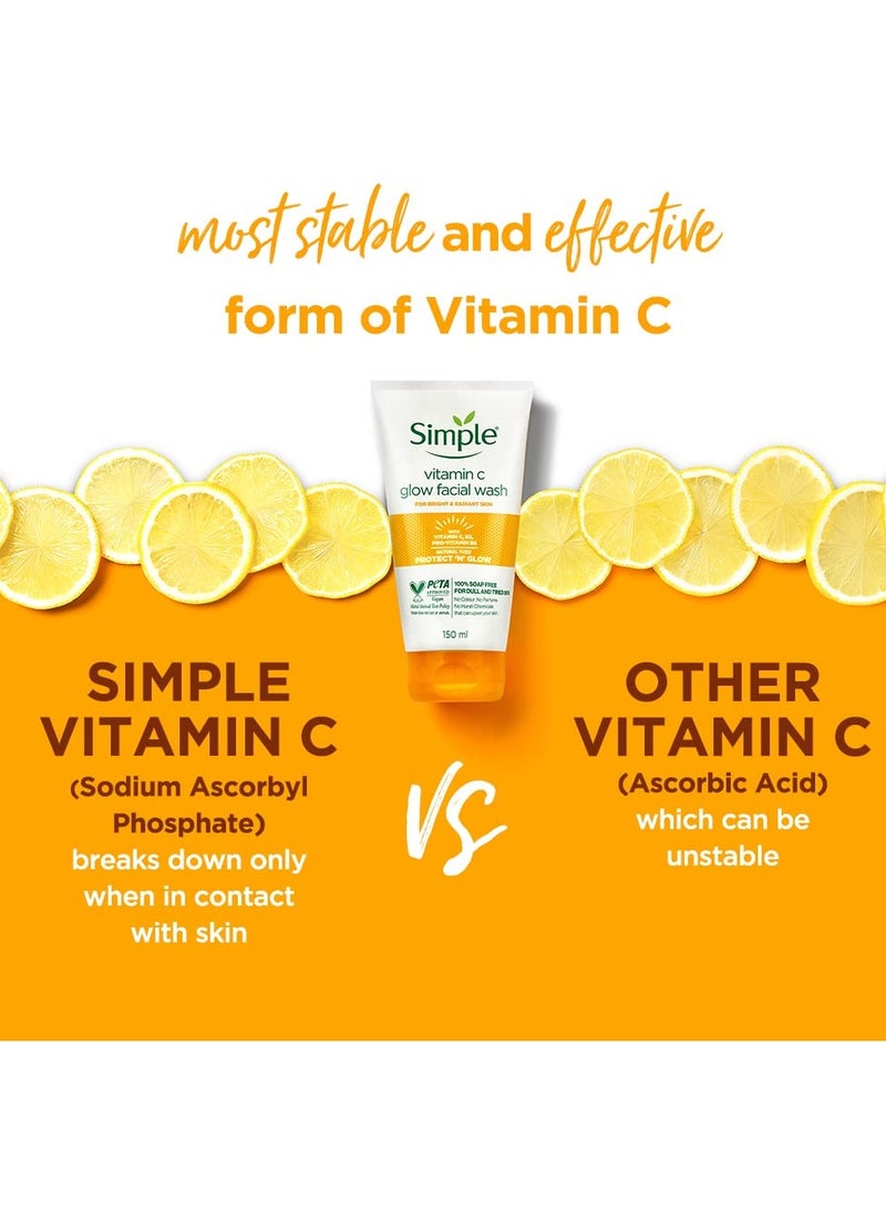 Simple Protect N Glow Vitamin C Glow Facial Wash For all Skin Types 150ml - Image 4