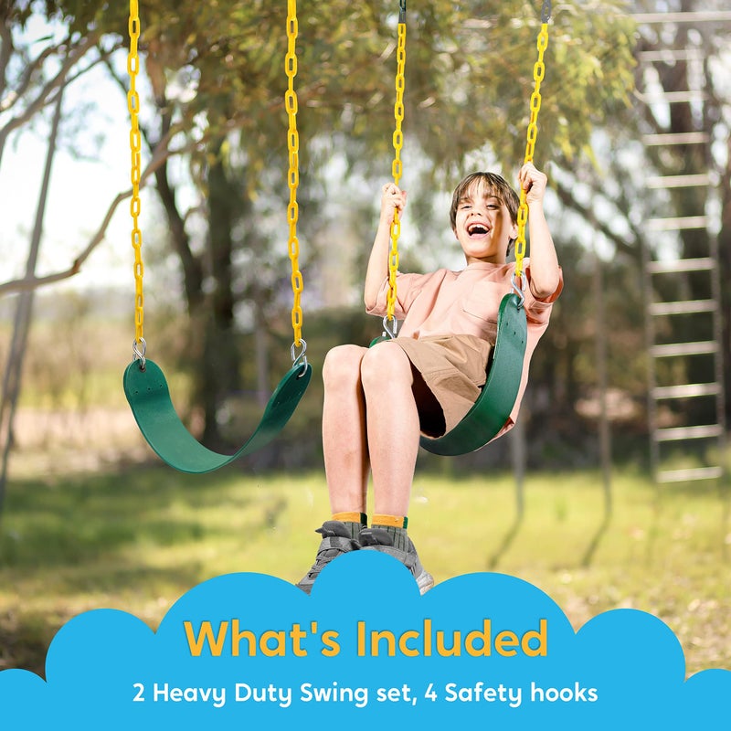 TURFEE 2 Pack Green Swing Seats Heavy Duty with 66" Chain, Swing Set Accessories Replacement with Snap Hooks for Kids Outdoor Play Playground, Trees, Playground(Green) - Image 5