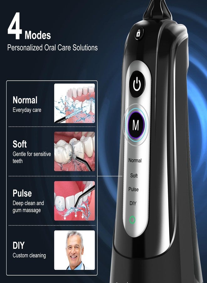Zerhunt خيط تنظيف الأسنان بالماء: 4 أوضاع، خيط مائي محمول بدون سلك، منظف أسنان قابل لإعادة الشحن بسعة 300 مل، جهاز ري فم مقاوم للماء IPX7، أدوات تنظيف الخيط للاستخدام المنزلي والسفر - Image 2