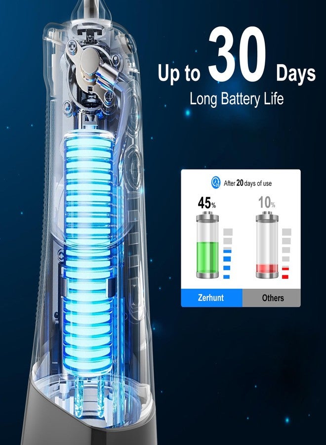 Zerhunt خيط تنظيف الأسنان بالماء: 4 أوضاع، خيط مائي محمول بدون سلك، منظف أسنان قابل لإعادة الشحن بسعة 300 مل، جهاز ري فم مقاوم للماء IPX7، أدوات تنظيف الخيط للاستخدام المنزلي والسفر - Image 4