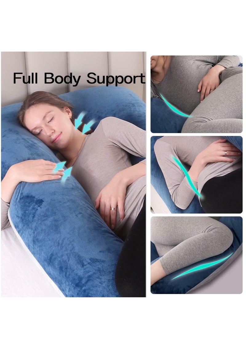 Arabest Pregnancy Pillow, Full Body Pillow with Reversible Velvet Cover, U Shaped Maternity Pillow  for Pregnant Women and Sleeping Support(Dark Blue and Light Grey)  - Image 2