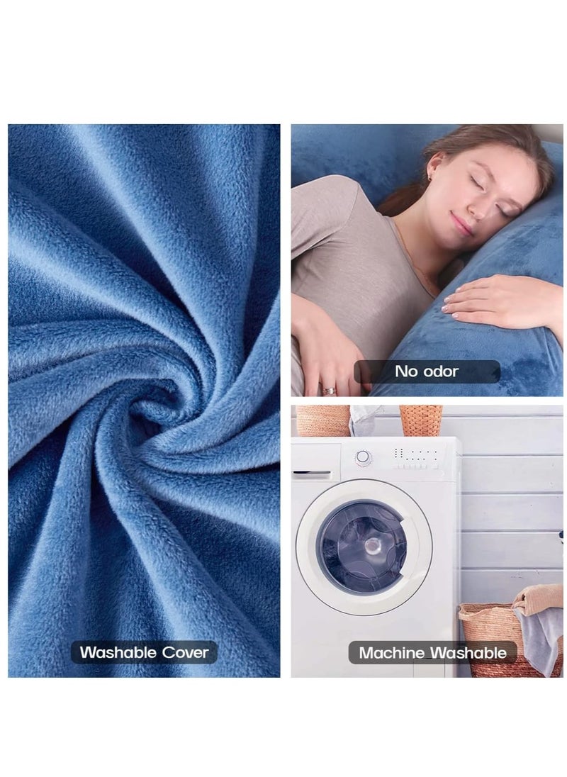 Arabest Pregnancy Pillow, Full Body Pillow with Reversible Velvet Cover, U Shaped Maternity Pillow  for Pregnant Women and Sleeping Support(Dark Blue and Light Grey)  - Image 5