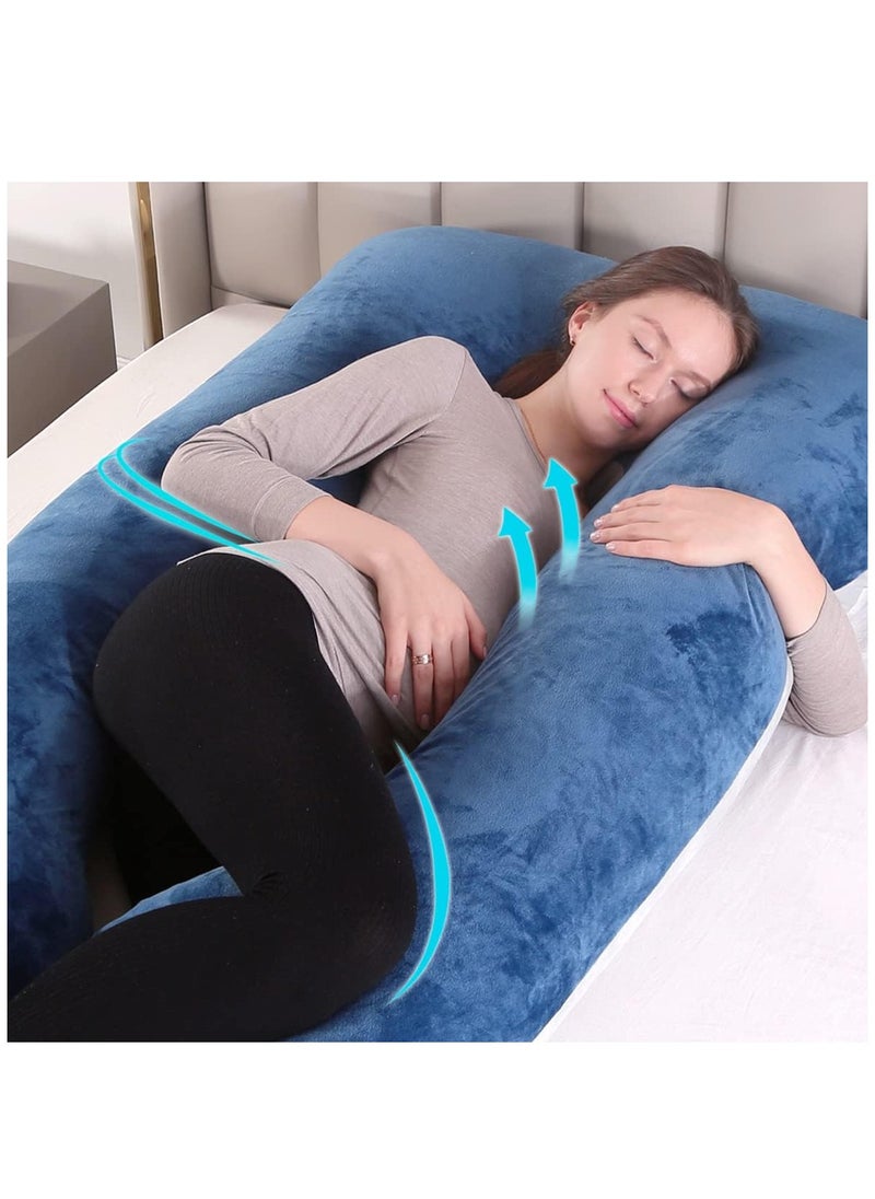 Arabest Pregnancy Pillow, Full Body Pillow with Reversible Velvet Cover, U Shaped Maternity Pillow  for Pregnant Women and Sleeping Support(Dark Blue and Light Grey)  - Image 4